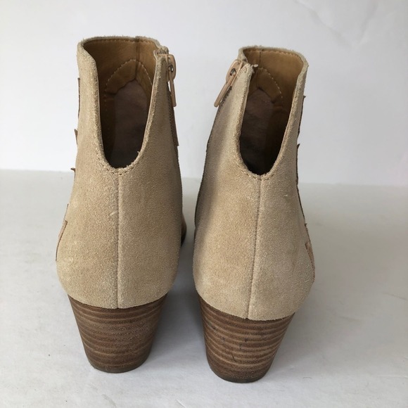 Lucky Brand Idellina Tan Beige Leather Suede Western Ankle Boots Women's 7.5 - Picture 8 of 16